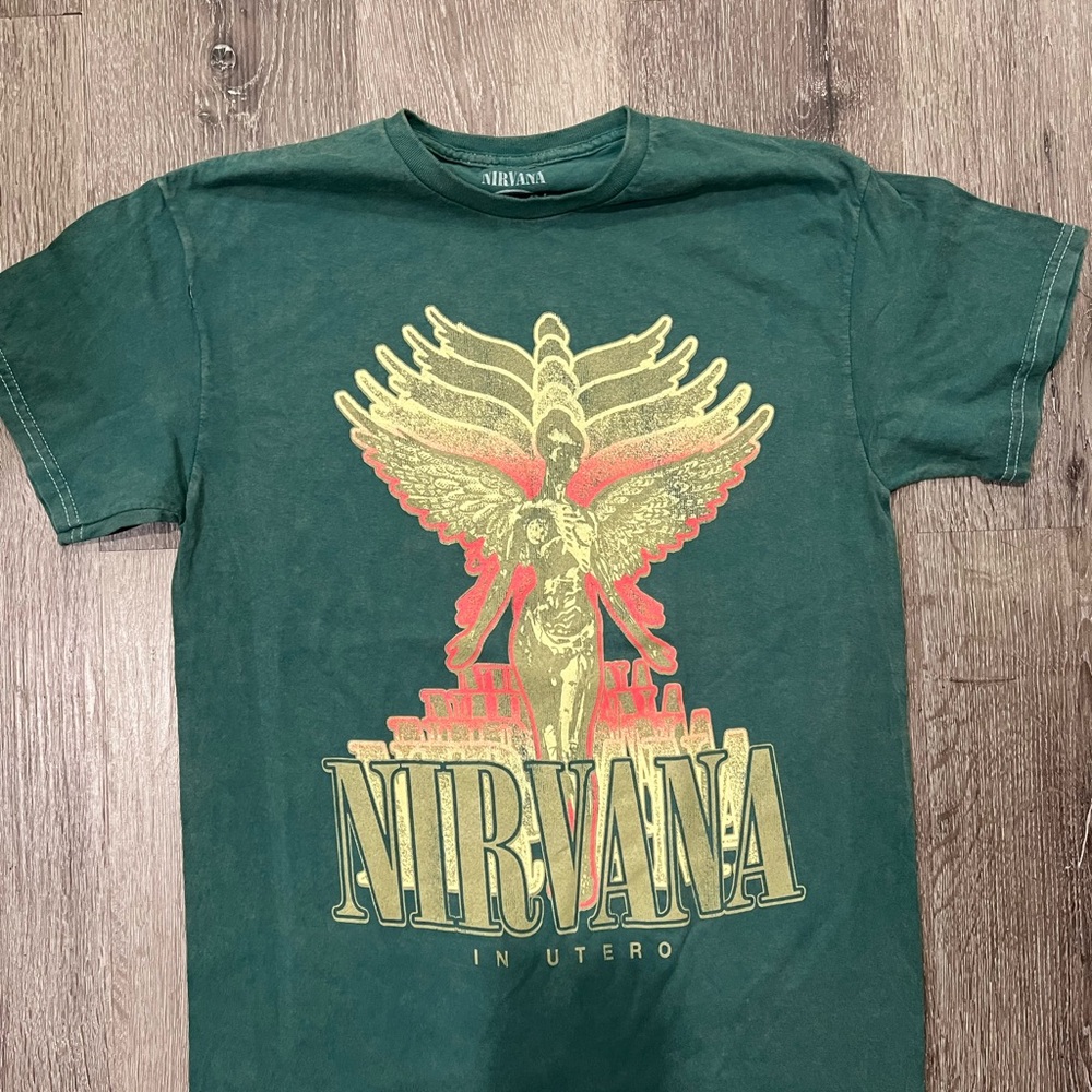 NIRVANA Green and Gold Short Sleeve Tee